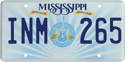 MS license plate INM265