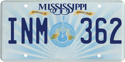 MS license plate INM362