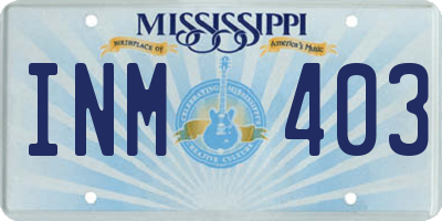 MS license plate INM403