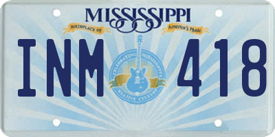 MS license plate INM418