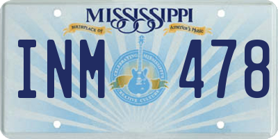 MS license plate INM478