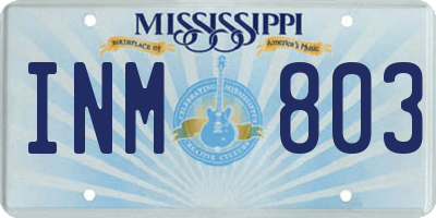 MS license plate INM803
