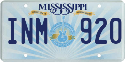 MS license plate INM920