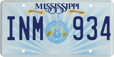 MS license plate INM934