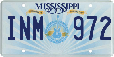 MS license plate INM972