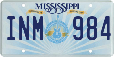 MS license plate INM984