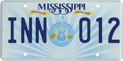 MS license plate INN012