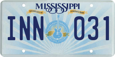 MS license plate INN031
