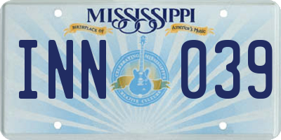 MS license plate INN039