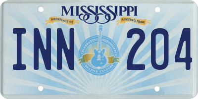 MS license plate INN204