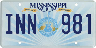 MS license plate INN981