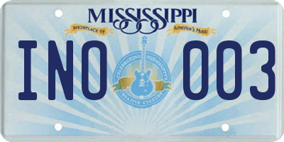 MS license plate INO003