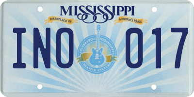 MS license plate INO017
