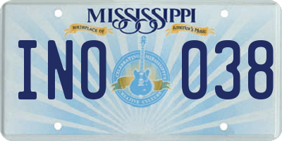 MS license plate INO038