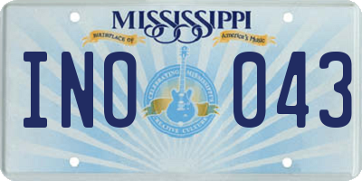MS license plate INO043