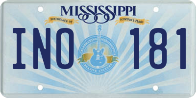 MS license plate INO181