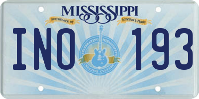 MS license plate INO193