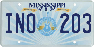 MS license plate INO203
