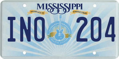 MS license plate INO204
