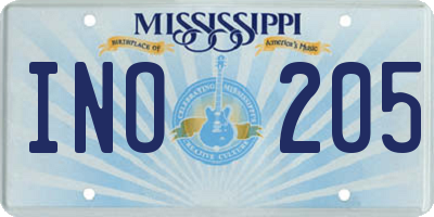 MS license plate INO205