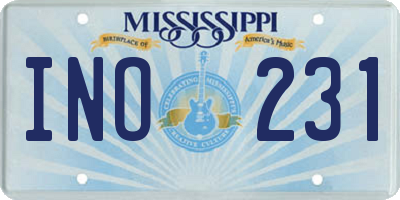 MS license plate INO231