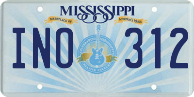 MS license plate INO312