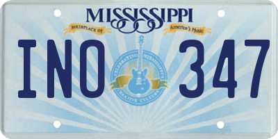 MS license plate INO347