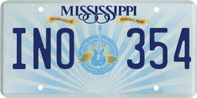MS license plate INO354
