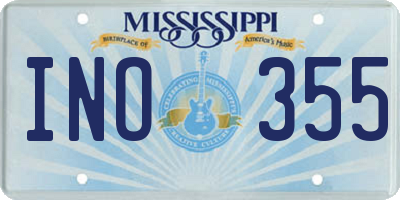 MS license plate INO355