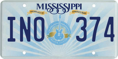 MS license plate INO374