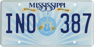 MS license plate INO387