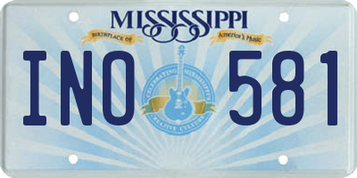 MS license plate INO581