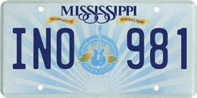MS license plate INO981
