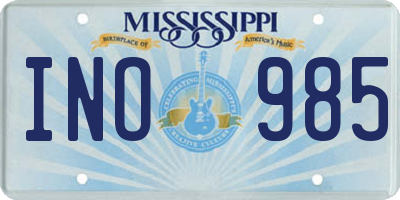 MS license plate INO985