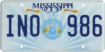 MS license plate INO986