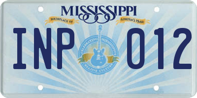 MS license plate INP012