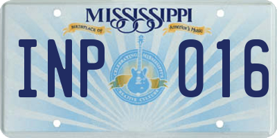 MS license plate INP016