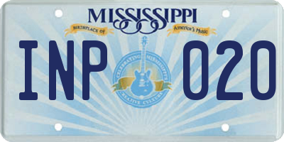 MS license plate INP020