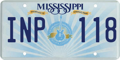 MS license plate INP118