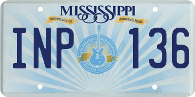 MS license plate INP136