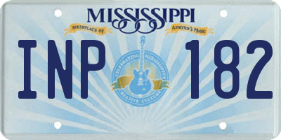 MS license plate INP182