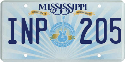 MS license plate INP205