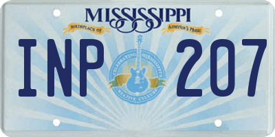 MS license plate INP207