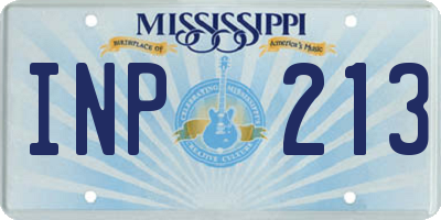 MS license plate INP213
