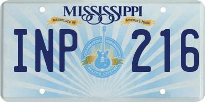 MS license plate INP216