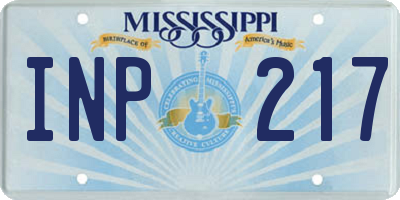 MS license plate INP217