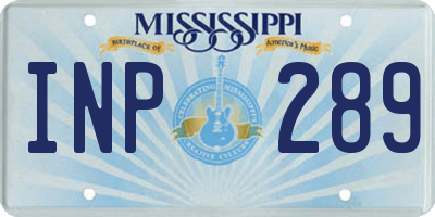 MS license plate INP289