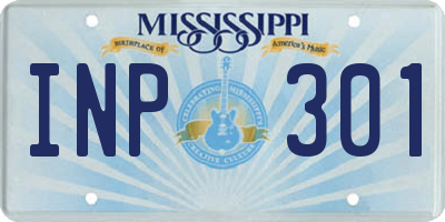 MS license plate INP301