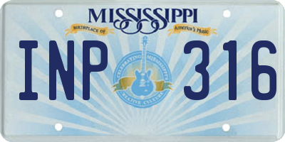 MS license plate INP316