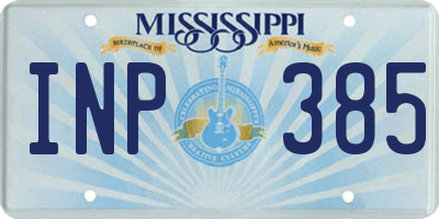 MS license plate INP385